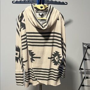 LuLaRoe Woman’s cowl neck  Sweater in Cream and Grey